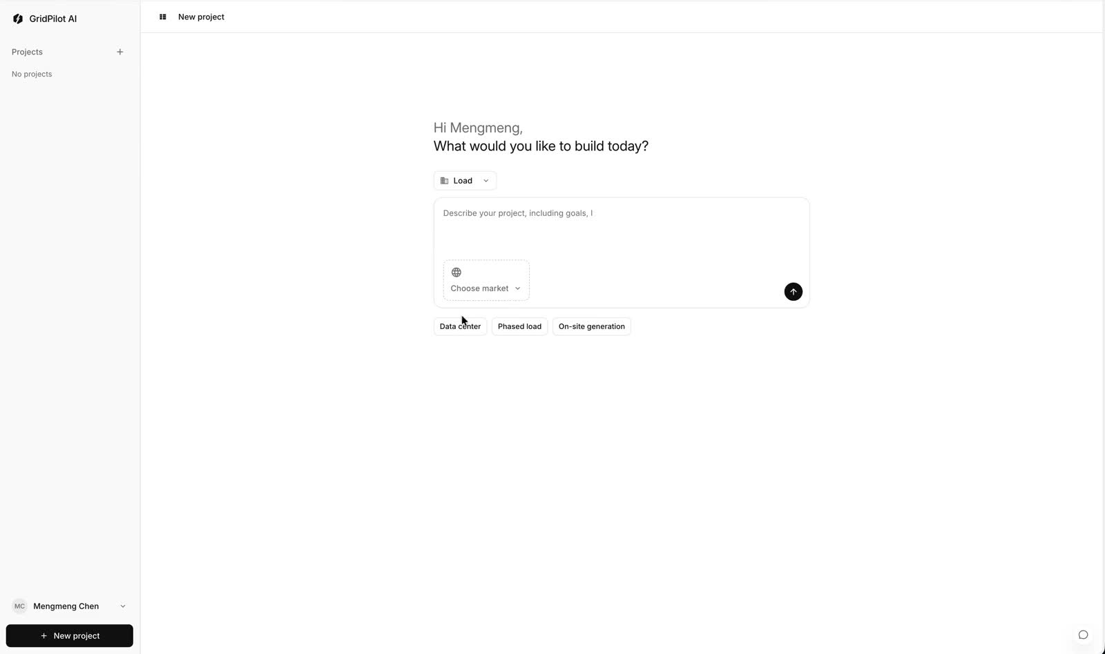 Redesigned project brief with editable description, project type, and market selection