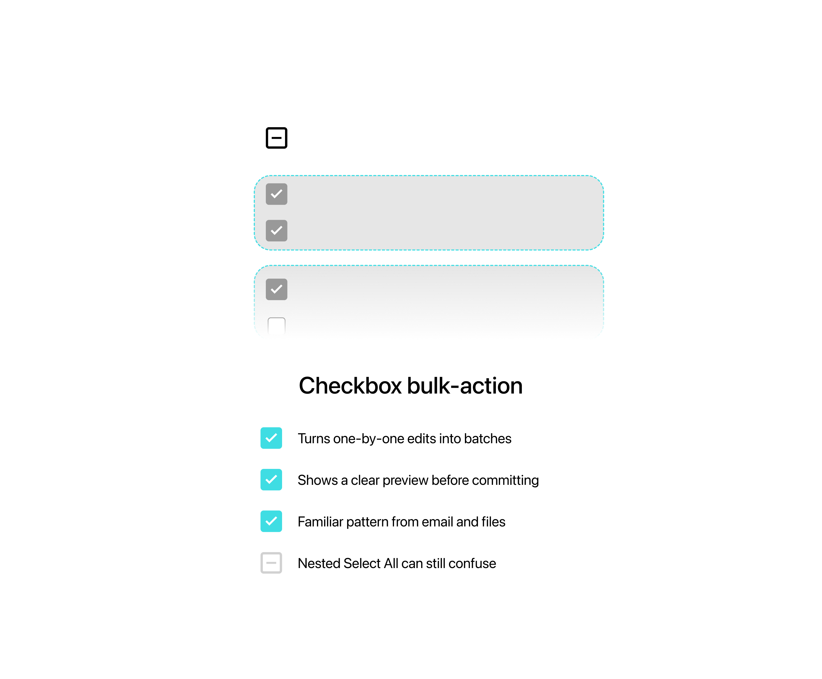 Checkbox bulk-action sketch