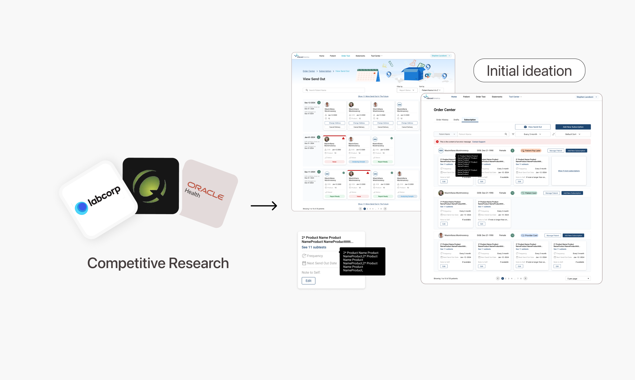 Competitive research and layout iterations