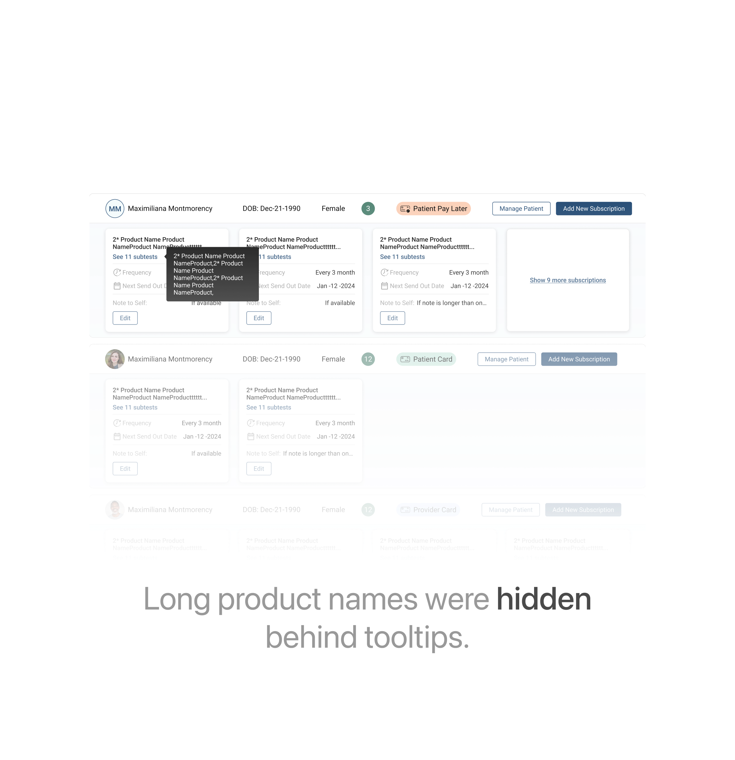 Tooltip overlapping subscription controls