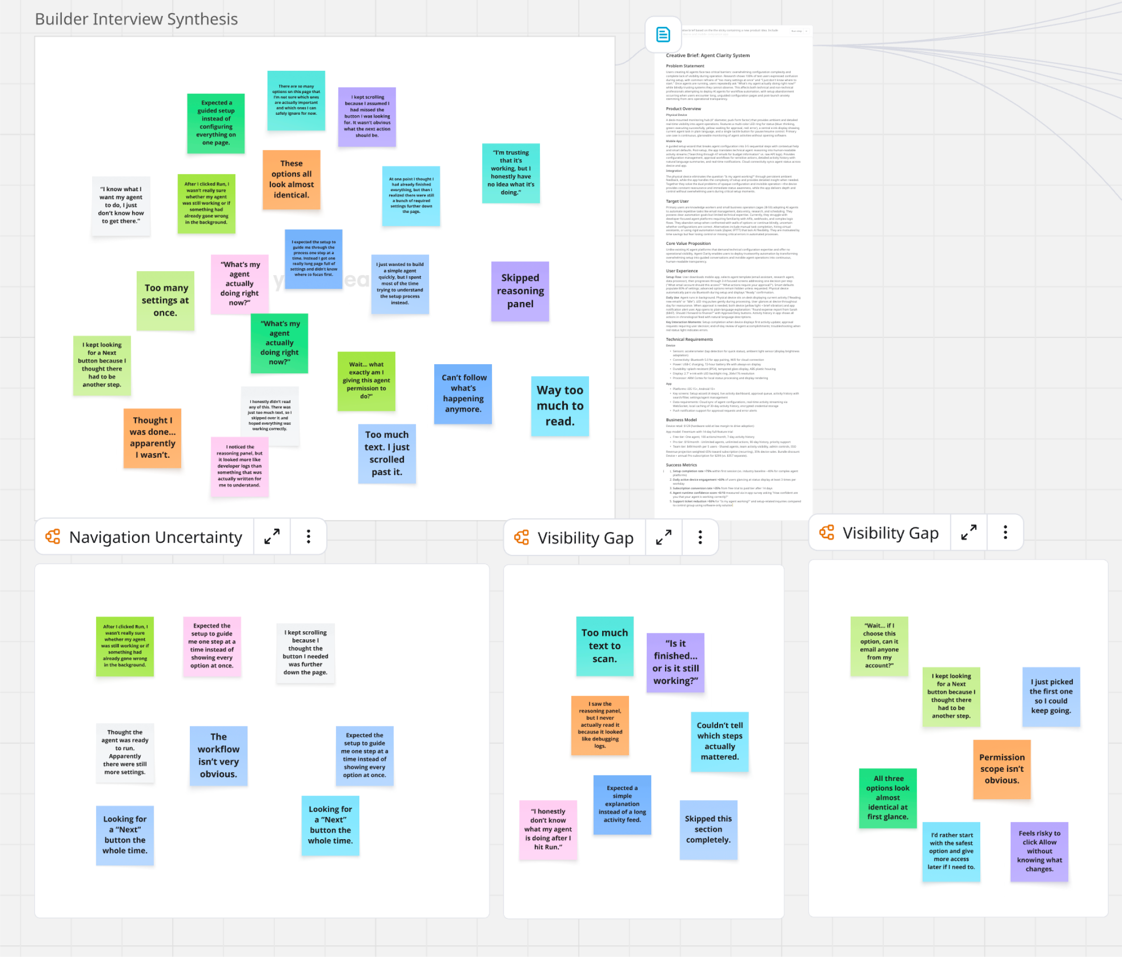 Builder Interview Synthesis research board