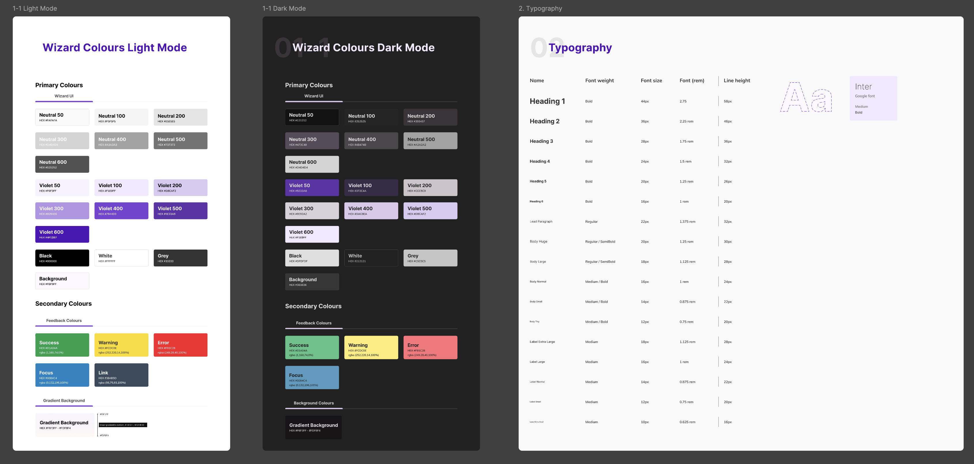AgentX light and dark color foundations and typography scale